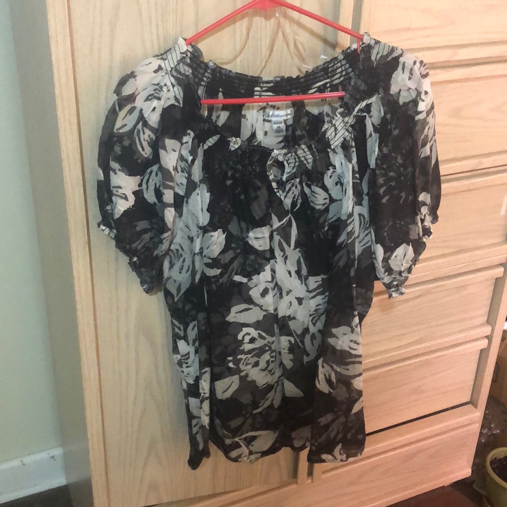 Black and grey floral blouse